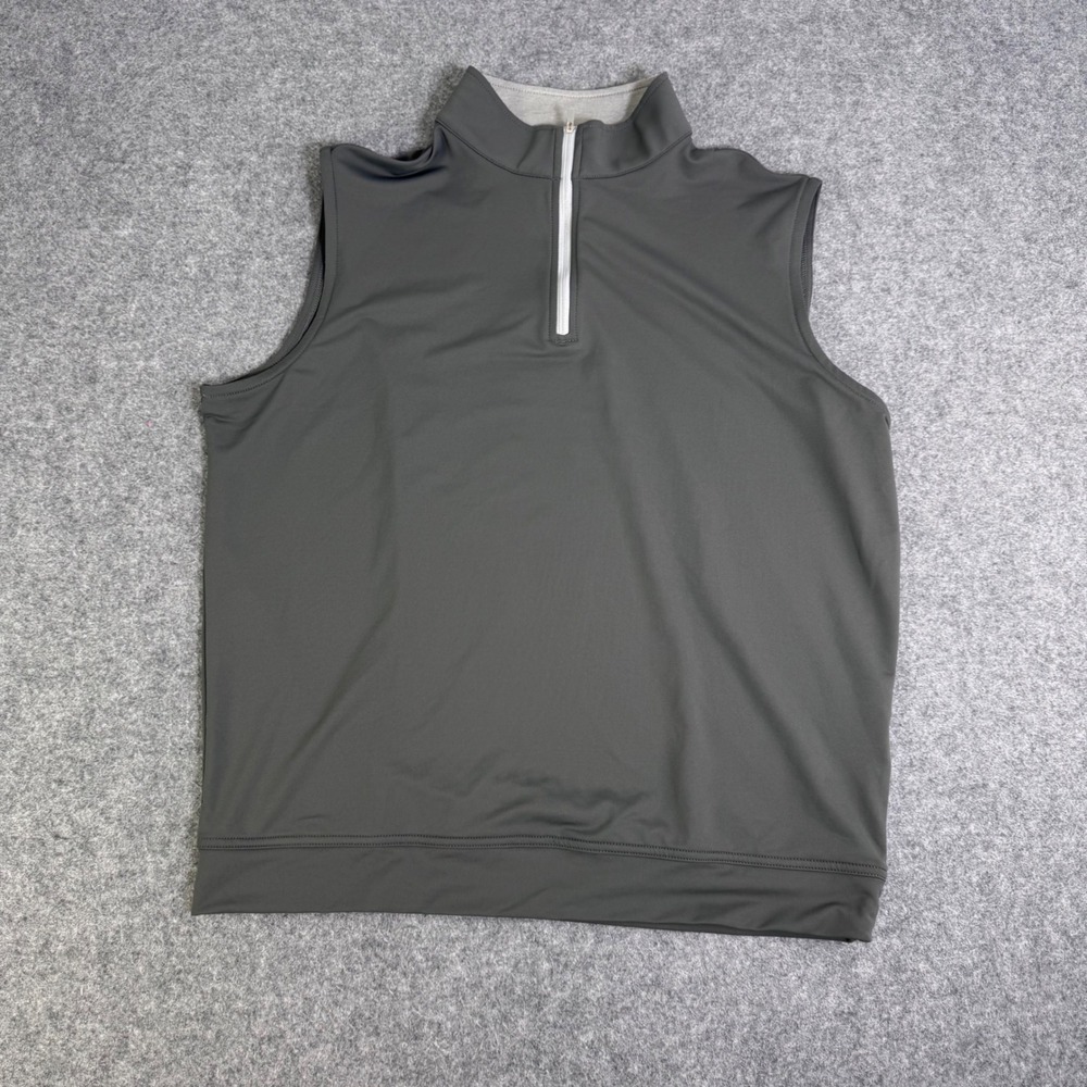 Peter Millar Crown Sport Mens Gray Quarter Zip Golf Vest Large L Stretch